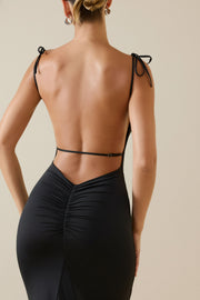 Oh Polly Devika robe maxi noire dos nu jersey
