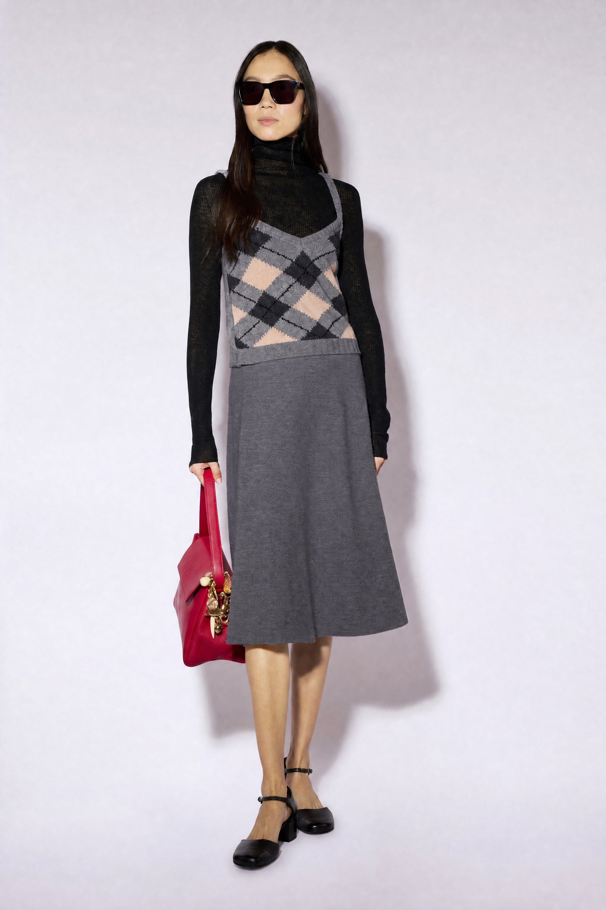 Liviana Conti Gladys jupe midi femme laine gris clair
