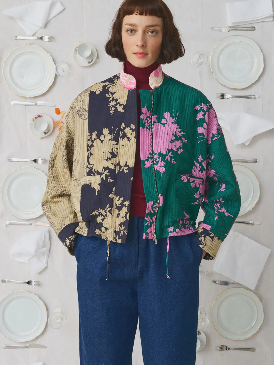Mii À Table Veste Liv Vaisselle Veste Soie XS