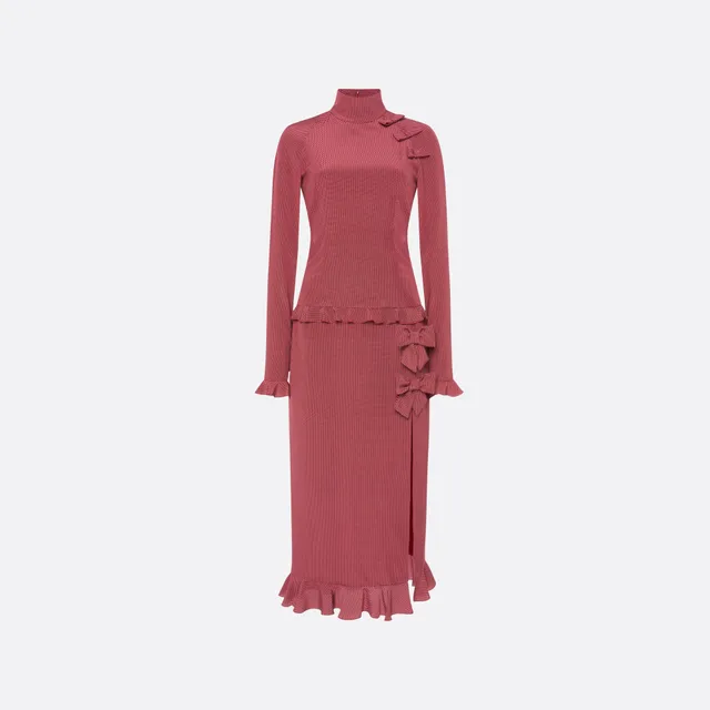 Alessandra Rich Dresses Polka-Dot Robe midi bordeaux à pois