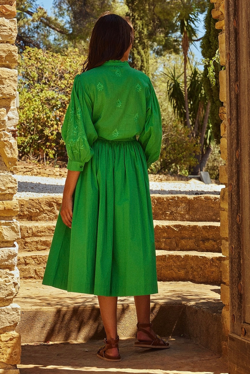 Chicosoleil Beckie jupe longue verte coton