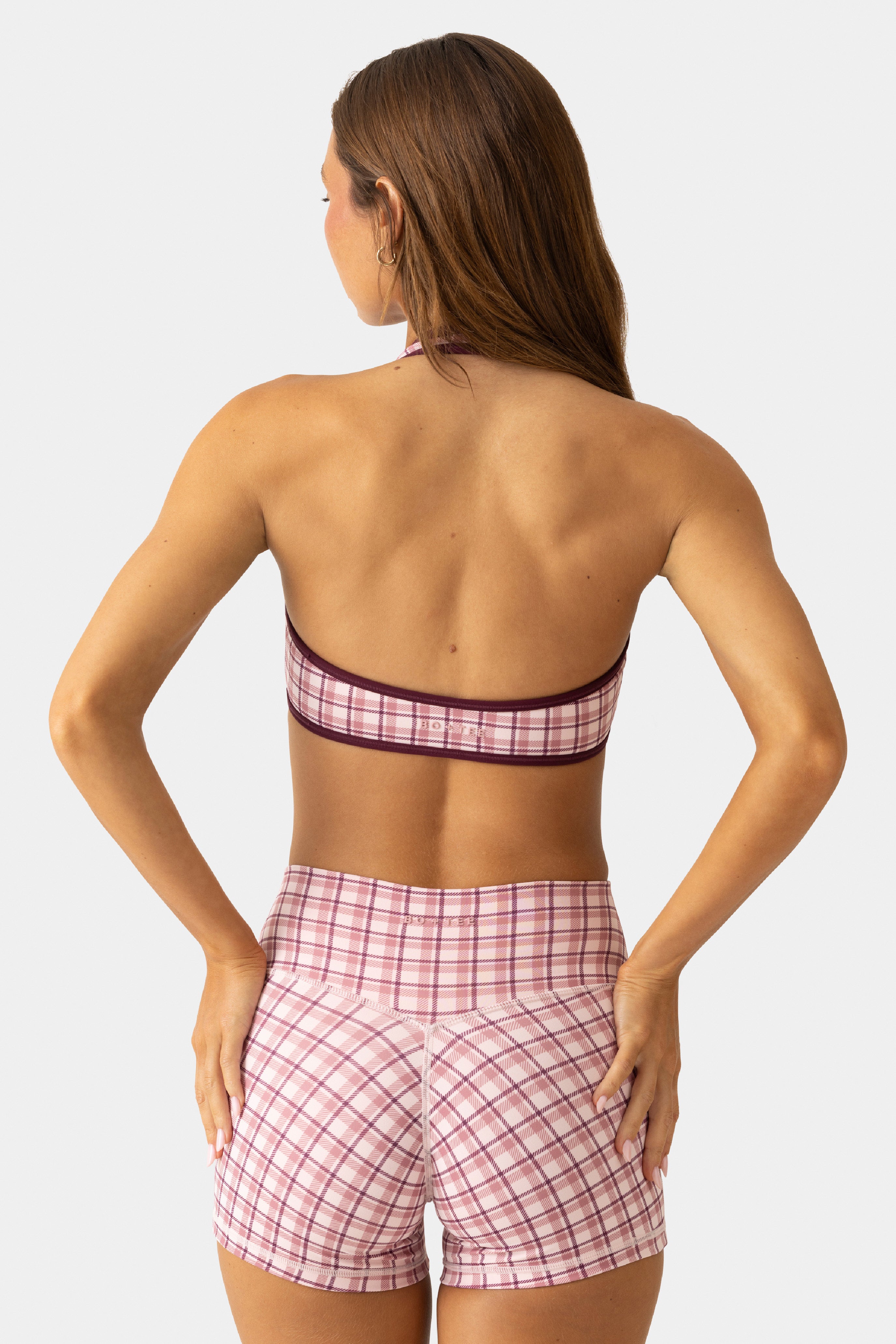 Oh Polly Bo+Tee Soft Active Mini Short Berry Plaid