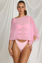 Oh Polly Zarayah Poncho Transparent Rose Bonbon Mousseline