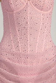 Oh Polly Connie 14052 Robe Mini Rose Strass Corset