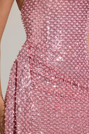 Oh Polly Nolae Robe Mini Sequins Rose Col Carré