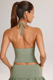 Oh Polly Aviora Top licou modal vert sauge moulant