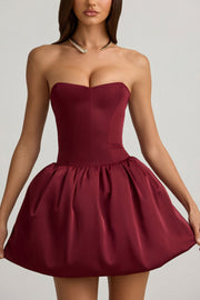 Oh Polly Gloriana Robe bustier satin convertible rouge vin