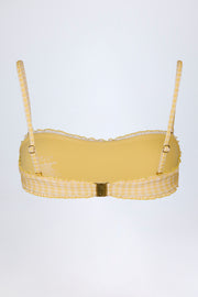 Oh Polly Swim Haut de Bikini Bandeau Jaune Vichy Volants