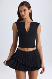 Oh Polly Nada 11517 mini jupe noire plissée taille basse