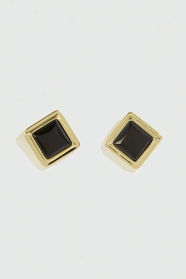 Liviana Conti Veda boucles d'oreilles or cabochon noir