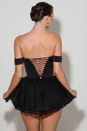 Oh Polly Meredith 11419 mini robe noire corset tulle