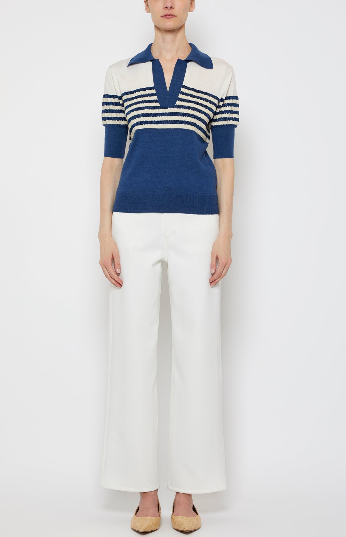 Prabal Gurung Knits Embroidered polo bleu marine rayé