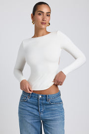 Oh Polly Elli 8120 top blanc dos nu manches longues