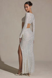 Oh Polly Embellished Jupe Longue Claribel Blanche Strass