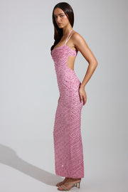 Oh Polly Embellished Constance 7589A maxi robe rose sequins