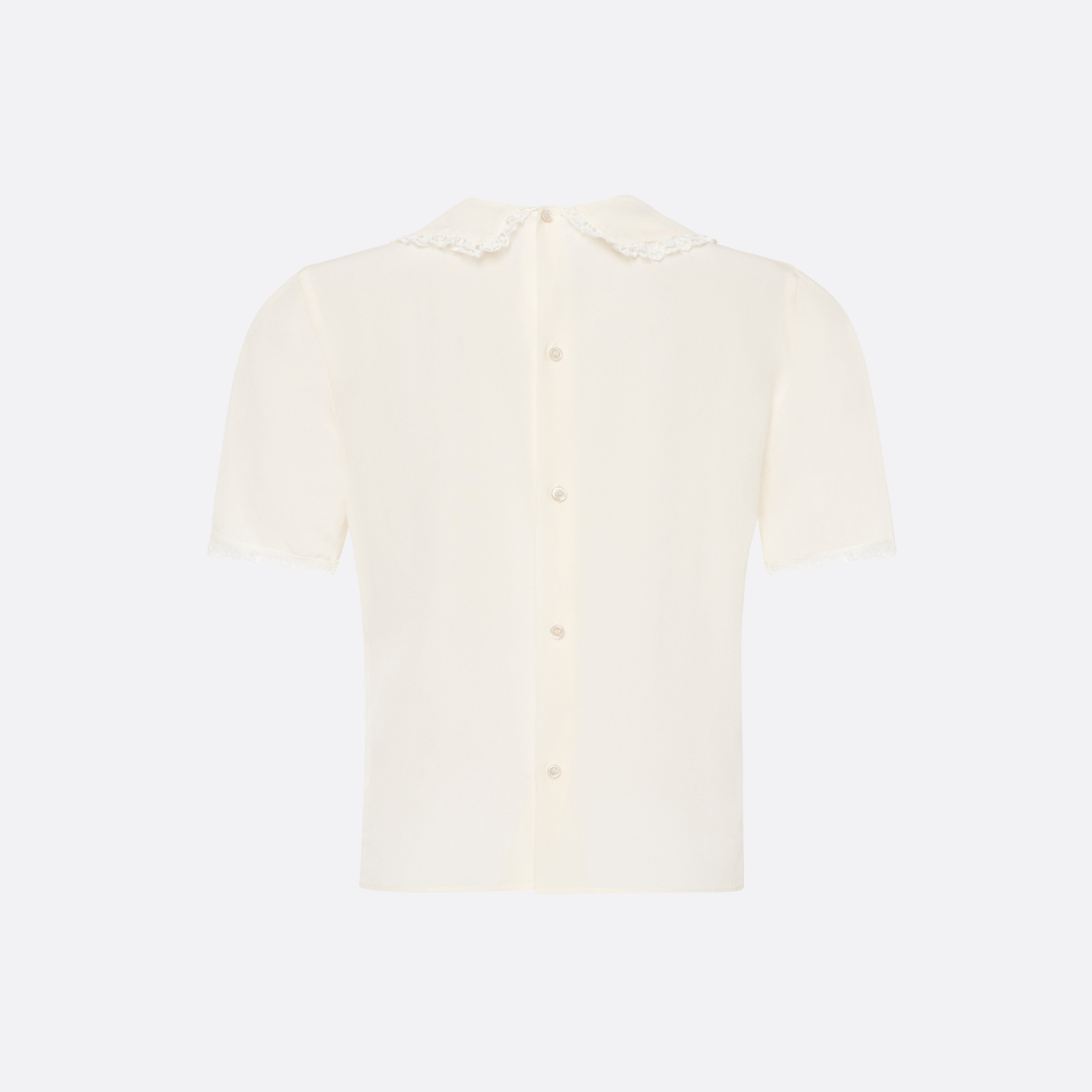 Alessandra Rich Blouse soie crème 36 jabot dentelle