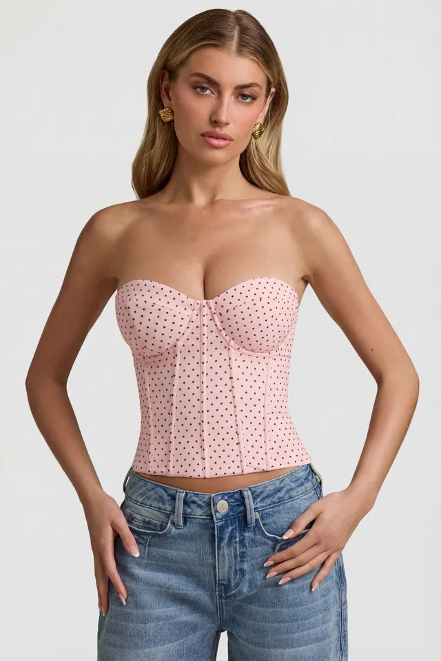 Oh Polly Natya 14155 top corset bustier rose à pois 8