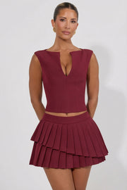 Oh Polly Nada mini jupe plissée rouge bordeaux taille basse