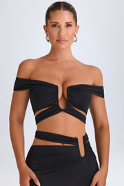 Oh Polly Tops Zene crop top noir cut-out bodycon