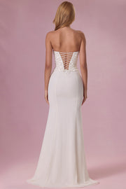 Oh Polly Melora robe bustier perle corset dos lacé longue