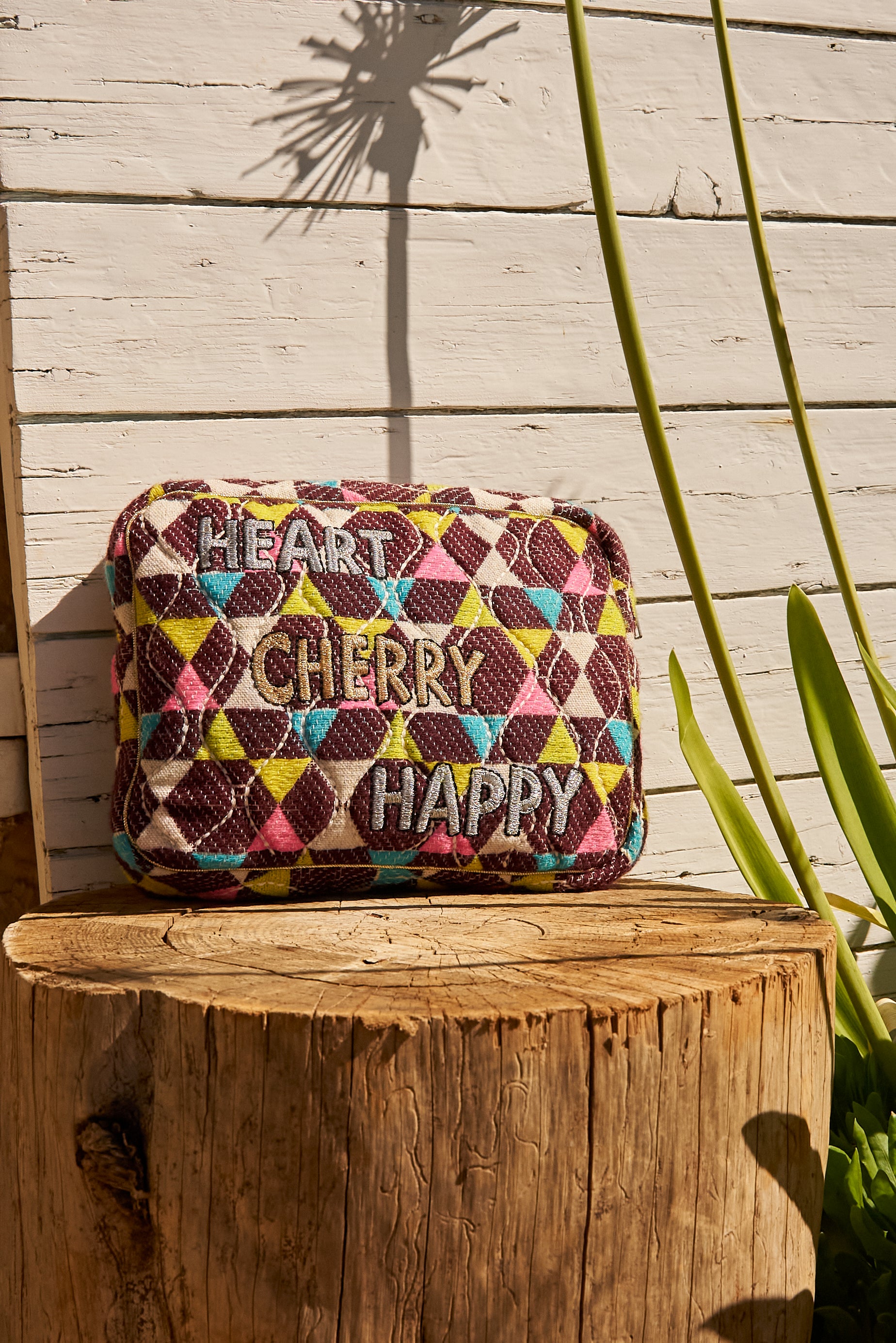 Chicosoleil Nomade pochette marron brodée coton