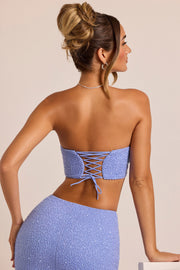 Oh Polly Loire Top Corset Bustier Bleu Perles