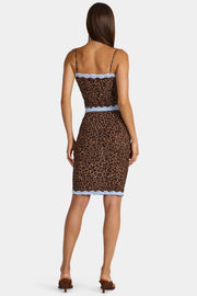 Oh Polly Menita Jupe Midi Léopard Taille Basse Dentelle