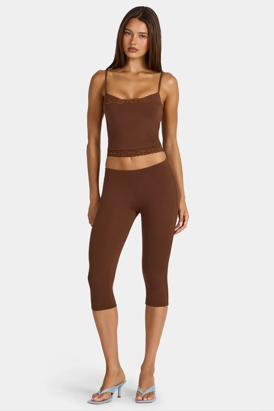 Oh Polly Marlie legging capri marron modal taille basse