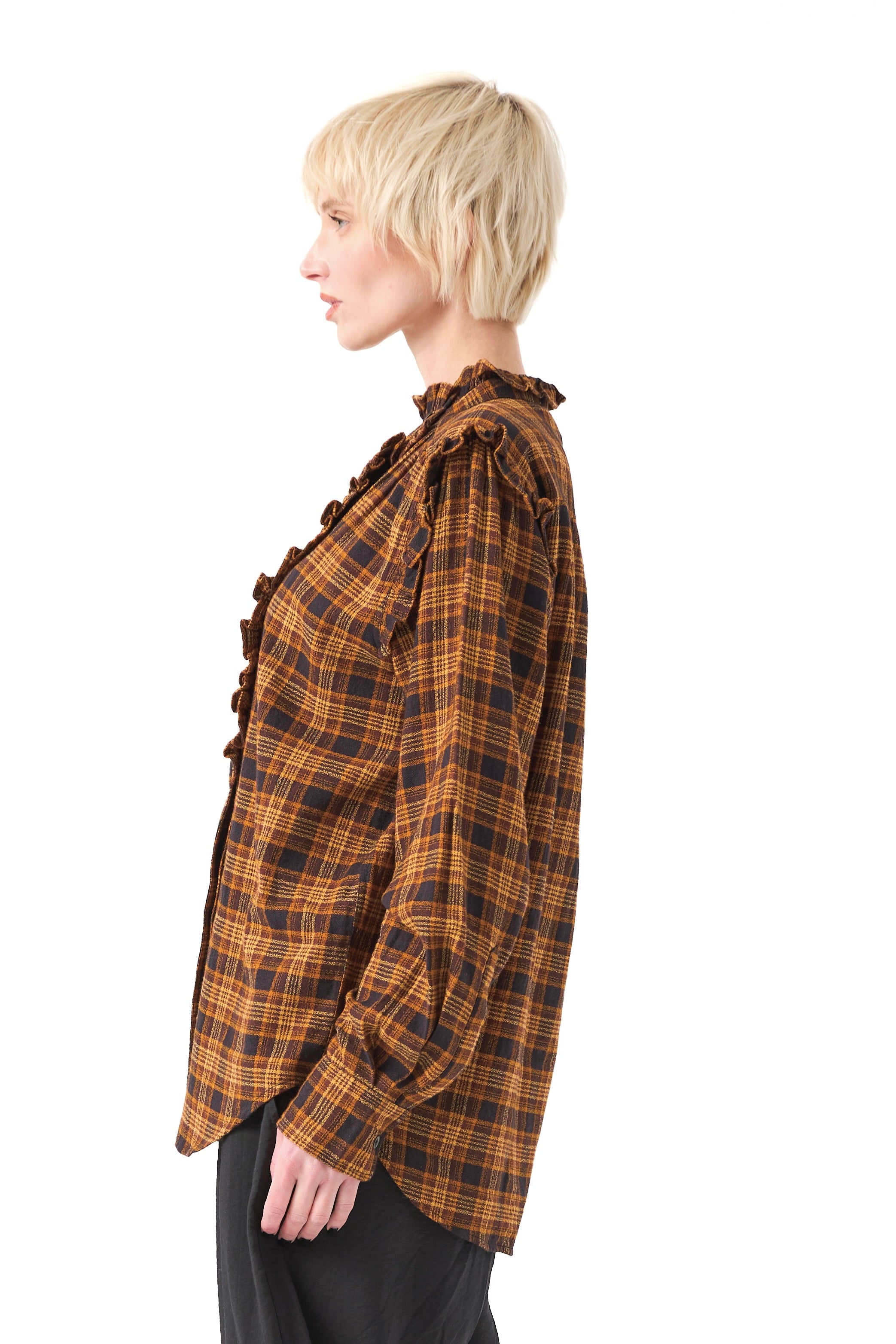 Chicosoleil Mieko chemisier carreaux tartan coton manches
