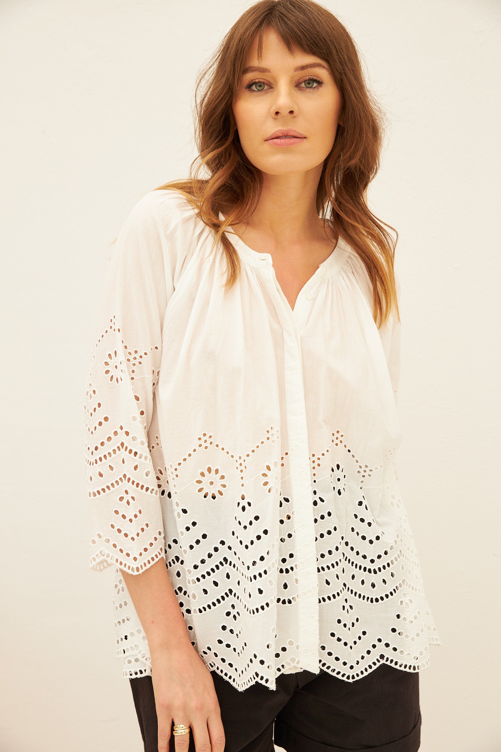 Chicosoleil Sophia top blanc coton broderie anglaise XS-XL