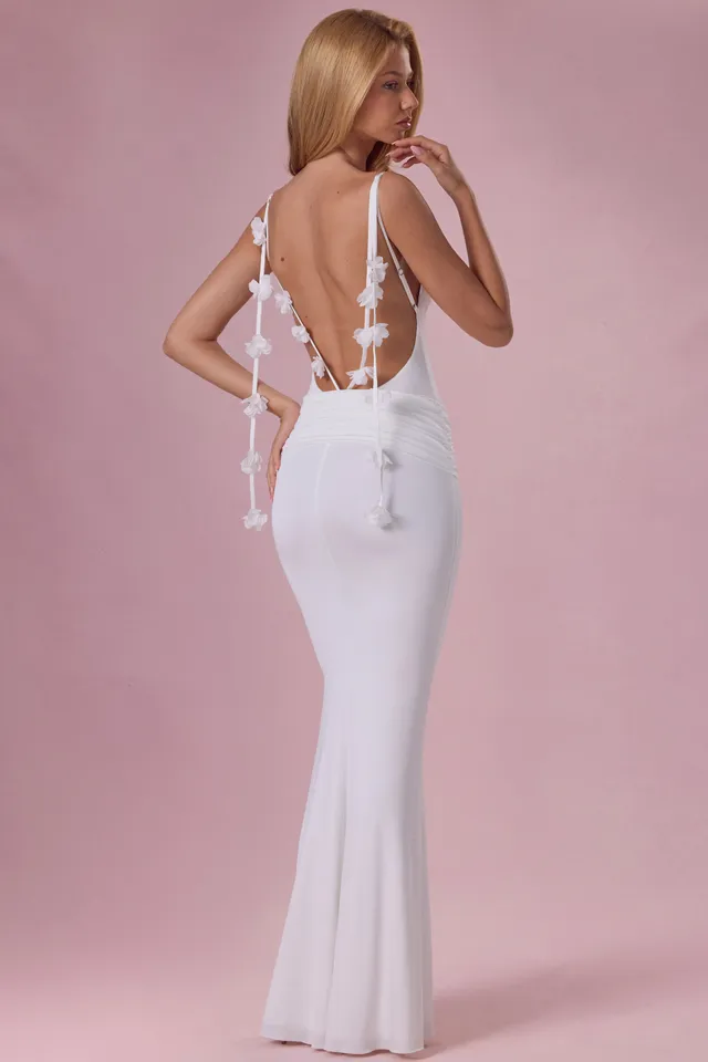 Oh Polly Alora 15976 robe longue sirène coconut drapée dos nu