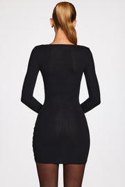 Oh Polly Elona Robe Mini Noire Modal Manches Longues
