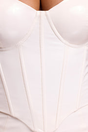 Oh Polly Cassandra top corset vinyle blanc crop