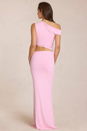 Oh Polly Calisse Asymmetric Drape robe rose blossom jersey