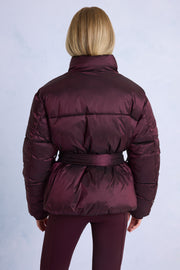 Oh Polly veste de ski oversize bordeaux à ceinture