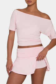 Oh Polly ButterCloud mini jupe-short blush rose clair