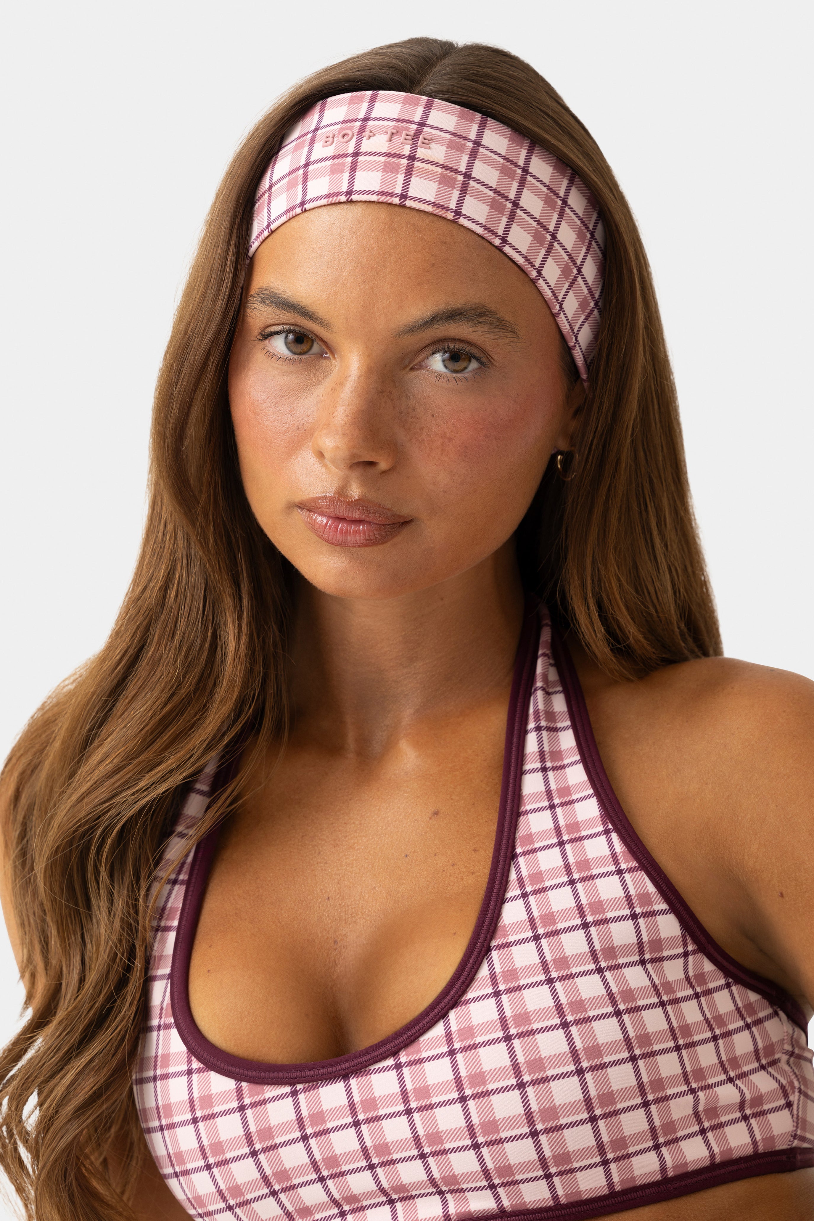 Bo+Tee Soft Active bandeau sport Berry Plaid lot 2