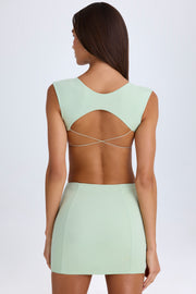 Oh Polly Addison 10431 robe mini verte dos nu bodycon