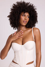 Oh Polly Cassandra top corset vinyle blanc crop