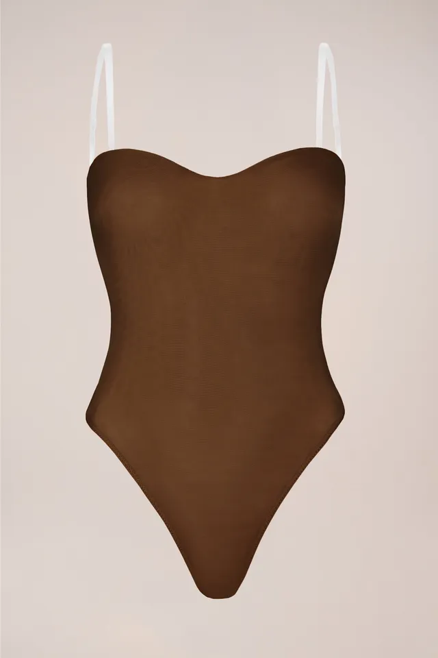 Oh Polly Bodysuits Body Bustier Chestnut Mesh Sculptant