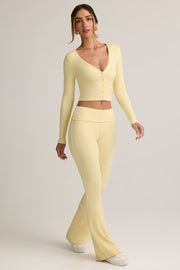 Oh Polly Jules pantalon flare jaune taille rabattue modal