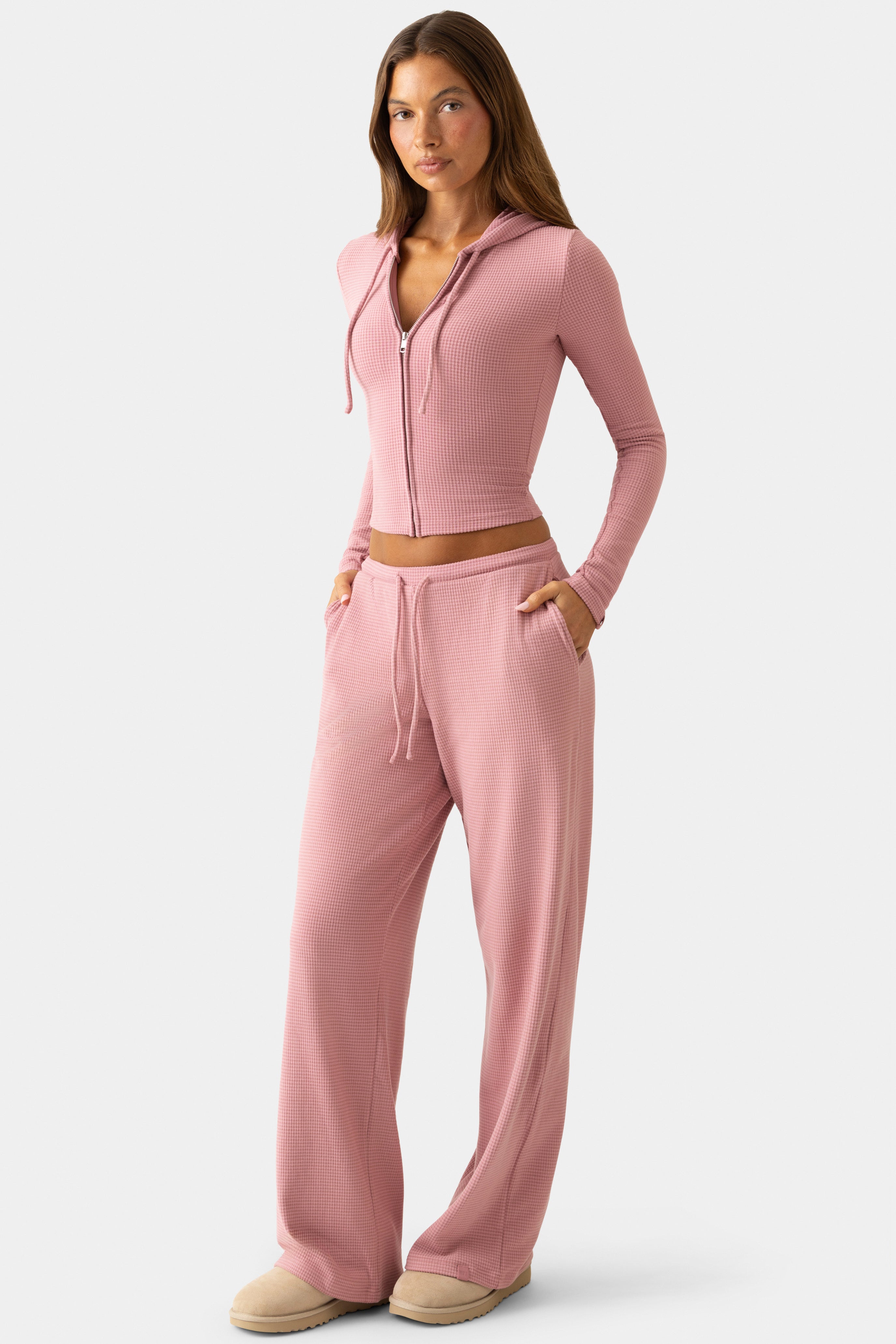 Oh Polly Bo+Tee Jersey Pantalon Berry taille basse poches