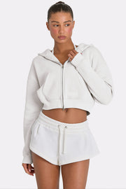 Oh Polly hoodie zip oversize beige coconut polaire