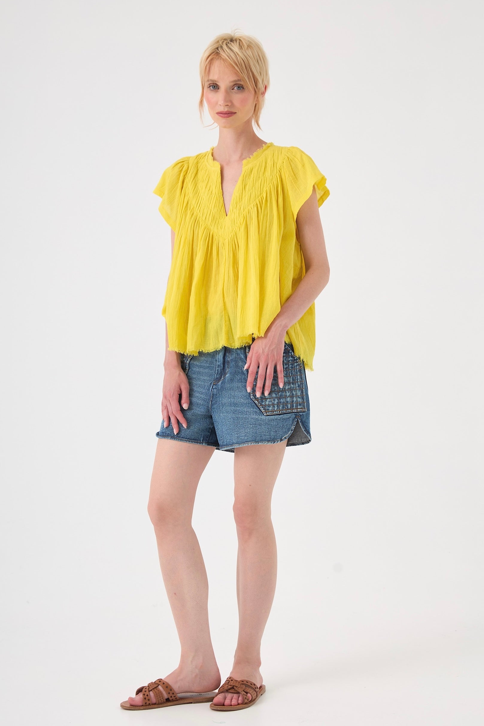 Chicosoleil Hari blouse jaune illuminating gaze coton