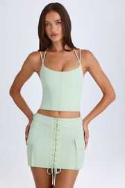 Oh Polly Mali 9414 mini jupe cargo verte à lacets