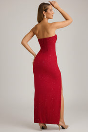 Oh Polly Embellished La Rochette 6750 robe maxi rouge perles