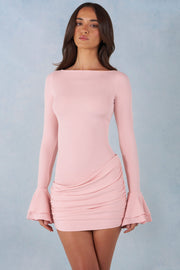 Oh Polly Helena robe mini rose modal côtelée drapée