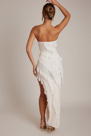 Oh Polly Nevali 5634 robe maxi ivoire volants