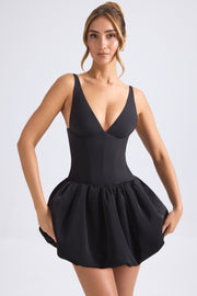 Oh Polly Anahita robe mini satin noire dos lacé