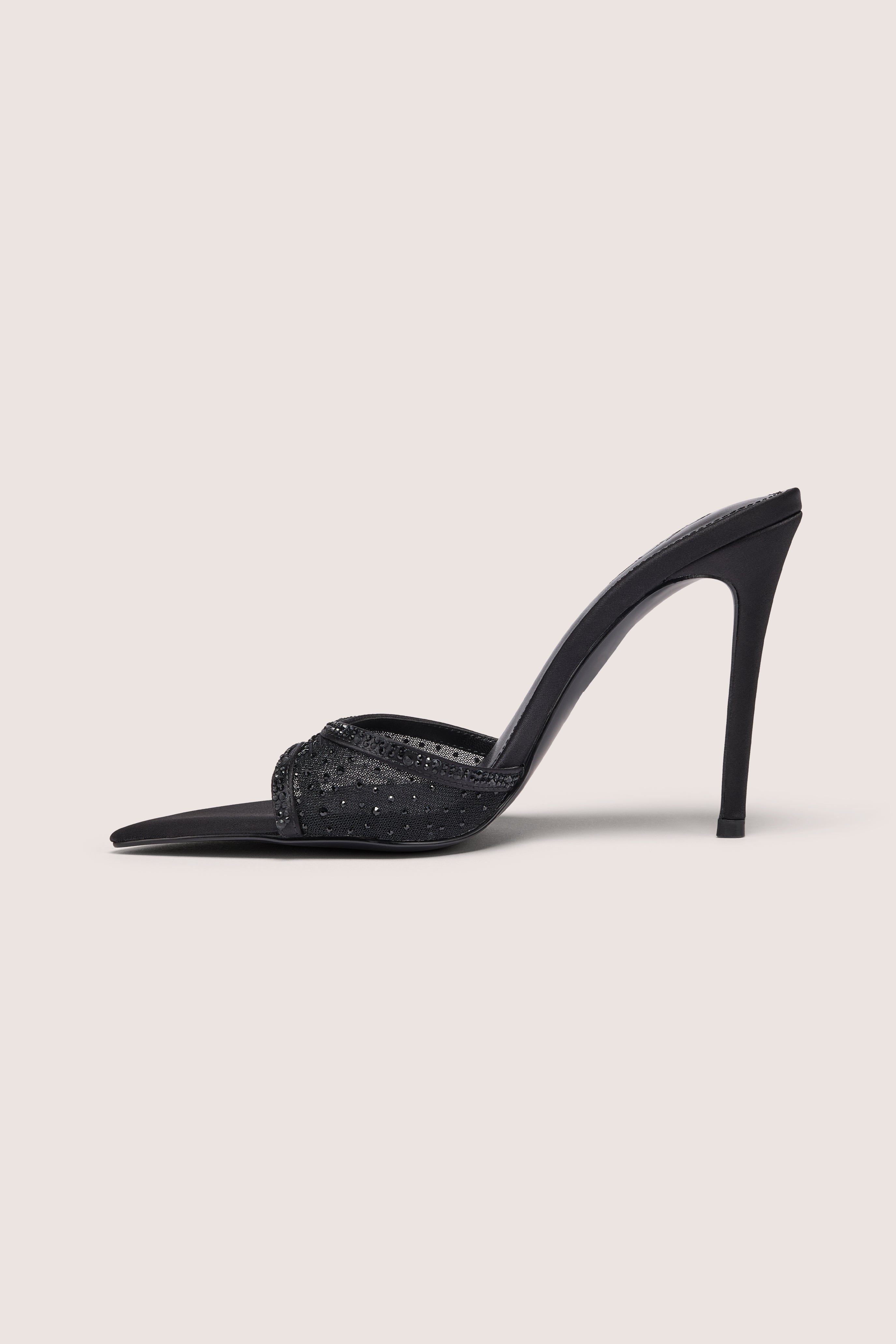 Oh Polly Vianne mules noires satin strass talons 11cm pointure 5